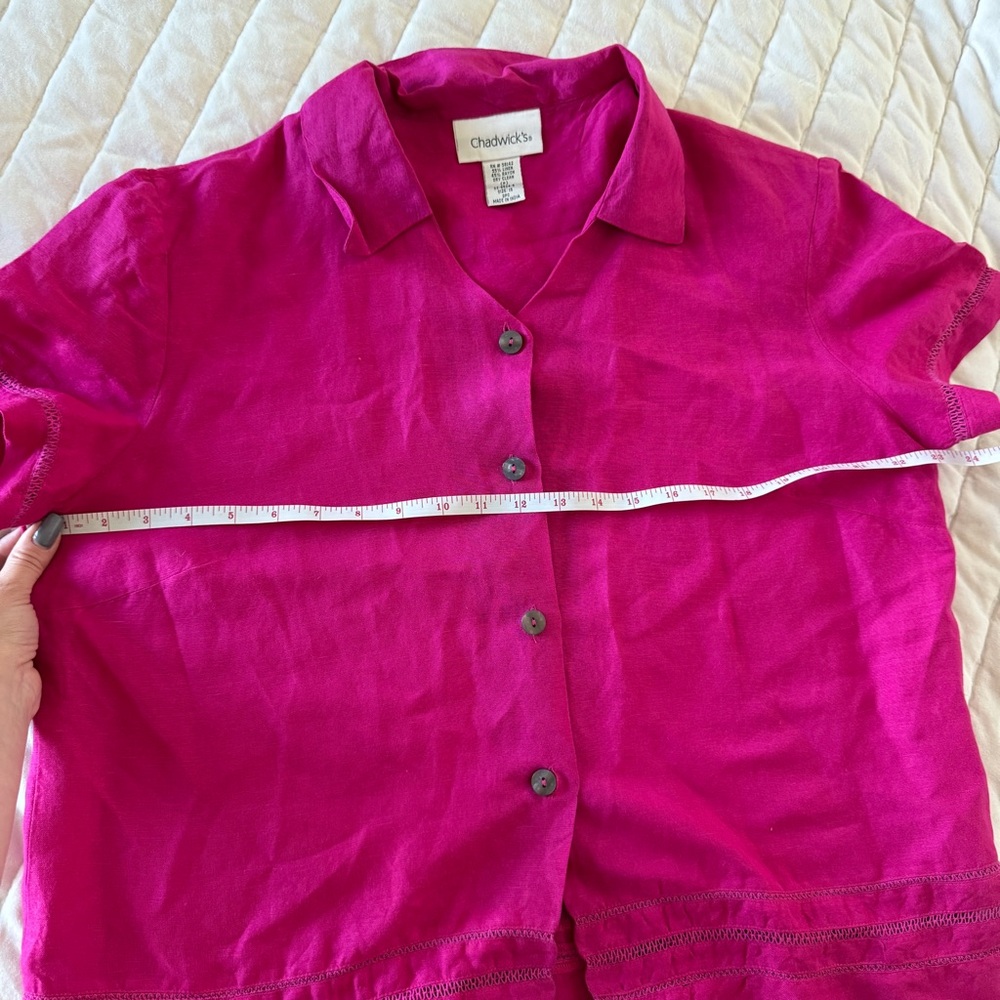 Chadwick's vintage hot purple pink linen blend pants and shirt set Size 16 - Picture 8 of 11